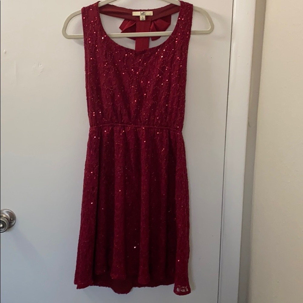 Red sequin party dress